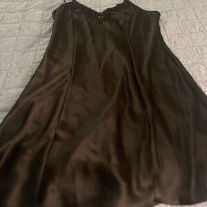 Sophia by Delicates Elegant Black Satin Slip Dress with lace.  Y2K size medium